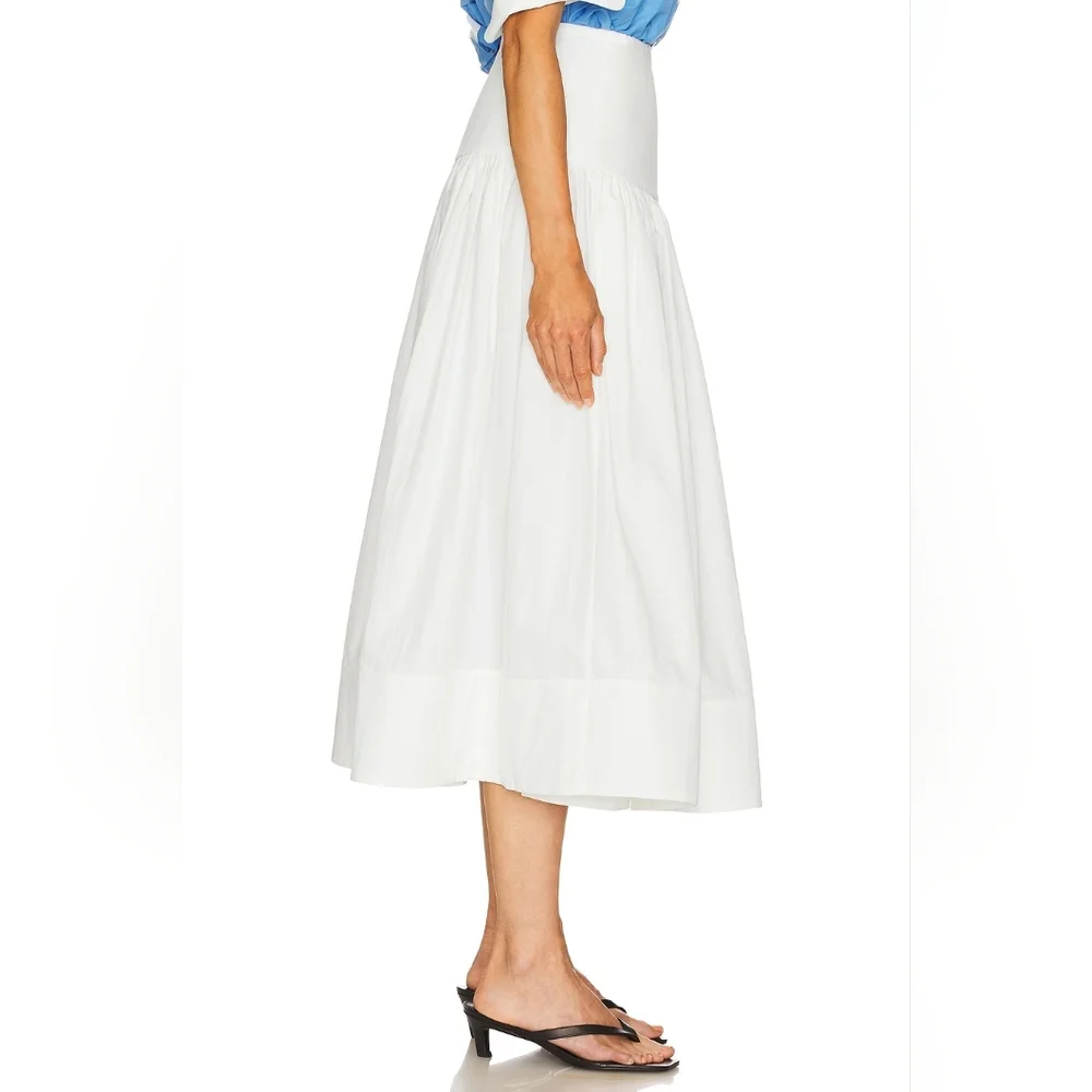 Helsa Midi Wrap Skirt in Tech Poplin in White - Picture 7 of 16
